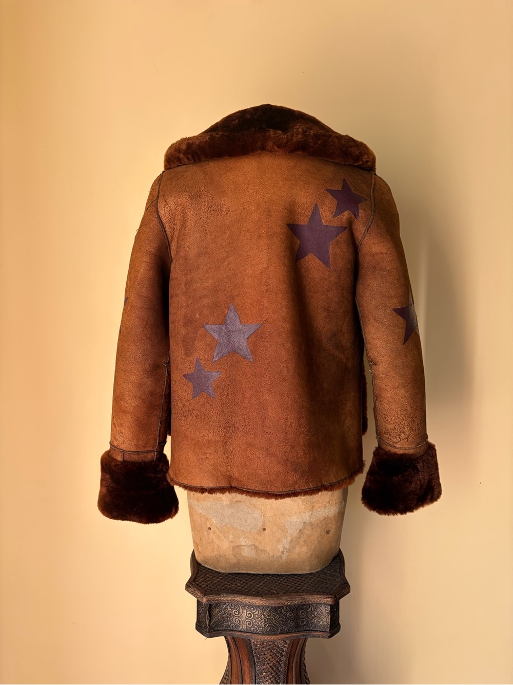 Vtg 70's Pennylane Shearling Jacket Rust Brown Celestial Western Boho Whimsygoth - Picture 4 of 8